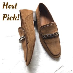 New Zara brown leather loafers sz 6